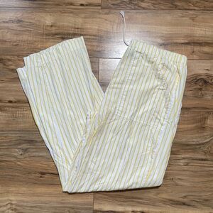 Yellow And White Stripped Toucan Country 100% Cotton Pants Size Medium 34” Waist